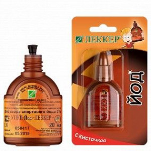 ЛЕККЕР-ЙОДА 5% 20МЛ. СПИРТ. Р-Р ФЛ. С КИСТЬЮ