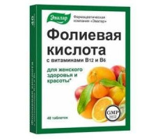 ФОЛИЕВАЯ К-ТА+В12+В6 220МГ. №40 ТАБ. /ЭВАЛАР/