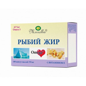 МИРРОЛЛА РЫБИЙ ЖИР ВИТ.Е 370МГ. №100 КАПС. МИРРОЛЛА РЫБИЙ ЖИР ВИТ.Е 370МГ. №100 КАПС.