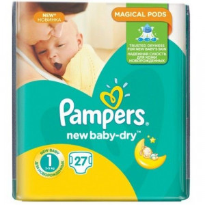 ПАМПЕРС ПОДГУЗН. БЕБИ ДРАЙ 1 2-5КГ №27 Д/НОВОРОЖД. [PAMPERS]