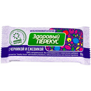 ЗДОРОВЫЙ ПЕРЕКУС БАТОНЧИК МУЛЬТИЗЛАК. ЧЕРНИКА+ЕЖЕВИКА 55/60Г.