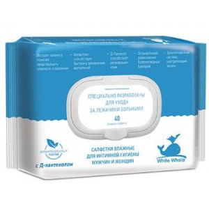 ВАЙТ ВЕЙЛ САЛФЕТКИ ВЛАЖН. Д/УХОДА ЗА ЛЕЖ.БОЛЬН. Д-ПАНТЕНОЛ+КАЛАНХОЭ №40 (БЕЛЫЙ КИТ) [WHITE WHALE]