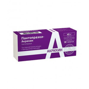 ПАНТОПРАЗОЛ-АКРИХИН 40МГ. №30 ТАБ.КШ/РАСТВ. П/П/О ПАНТОПРАЗОЛ-АКРИХИН 40МГ. №30 ТАБ.КШ/РАСТВ. П/П/О