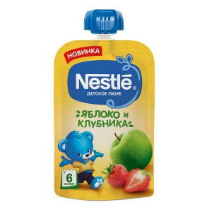 НЕСТЛЕ ПЮРЕ 90Г. ЯБЛОКО+КЛУБНИКА ПАУЧ [NESTLE]