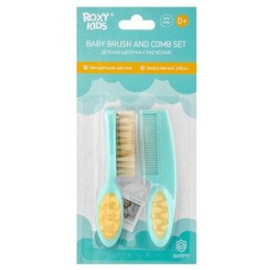 РОКСИ-КИДС ЩЕТКА+РАСЧЕСКА НАТУР.ЩЕТИНА ДЕТС. МЯТА /АРТ.RBH-001-M/ [ROXY KIDS]