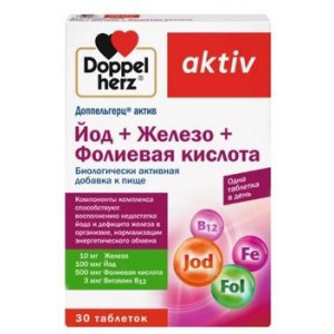 ДОППЕЛЬГЕРЦ АКТИВ ЙОДБАЛАНС ЖЕЛЕЗО+ЙОД+ФОЛИЕВАЯ К-ТА 446МГ. №30 ТАБ.