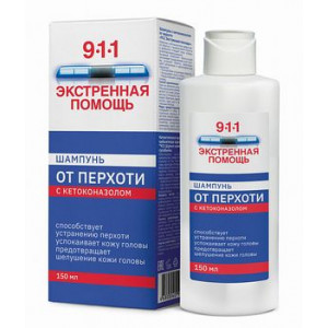 911-ЭКСТРЕННАЯ ПОМОЩЬ ШАМПУНЬ С КЕТОКОНАЗОЛОМ П/ПЕРХОТИ 150МЛ. 911-ЭКСТРЕННАЯ ПОМОЩЬ ШАМПУНЬ С КЕТОКОНАЗОЛОМ П/ПЕРХОТИ 150МЛ.